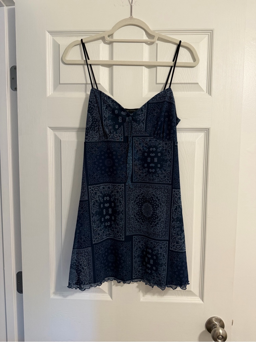 Urban Outfitters Navy Blue Bandana-Print Slip Dress